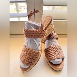 New Bella Vita The Mariel Tan Braided Sandals with Ankle Strap Sz. 8 1/2